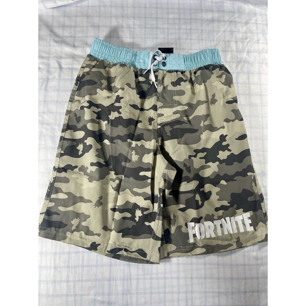 Fortnite Boys Swim Trunks Camo Llama Print Size Large 10/12 Board Shorts